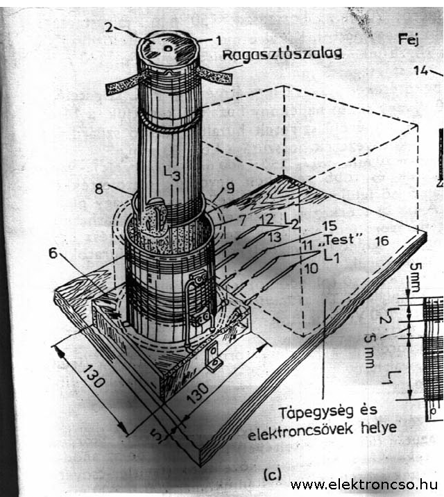 Az elektroncsöves Tesla generátor szerkezeti rajz